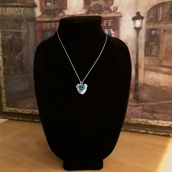 NEW S925 Blue Heart of The Sea Pendant Necklace - Picture 6 of 8